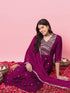 Purple Silk Blend Pant Suit 190986 Closure View